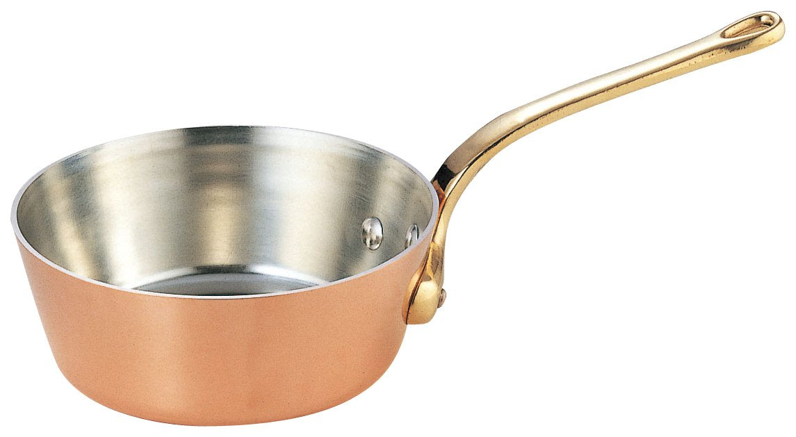 Wadasuke Seisakusho 3442-0211 Copper Extra Thick Pot, Taper, Brass Handle, 8.3 inches (21 cm)