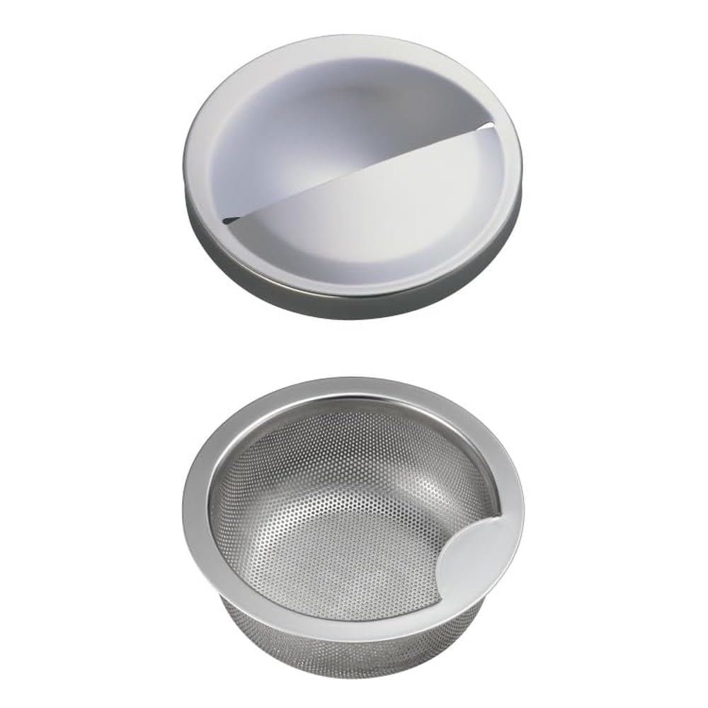 Belca SP-241E Stainless Steel Drain Plate for Sinks, Semicircular Type, Diameter 5.6 x Height 1.1 inches (14.3 x 2.8 cm), All Stainless Steel Shallow Garbage Basket for Sinks, Diameter 5.3 x Height