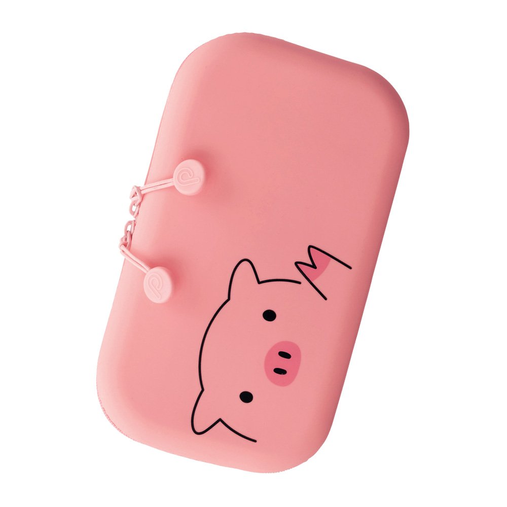 LIHIT LAB PuniLabo Zipper Pouch, 7.5" × 1.5", Pig (A7716-5)