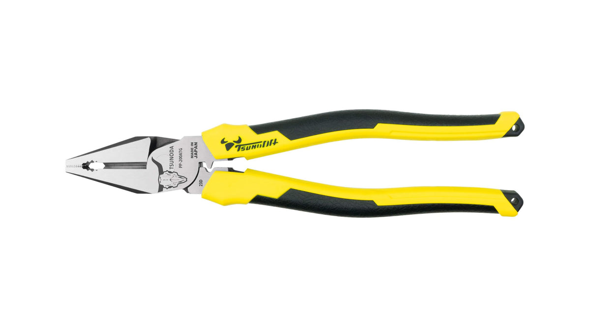 Tsunoda PP-200ATG, High-Leverage Combination Pliers for electricians 8-inches (200mm), Heavy Duty Pliers