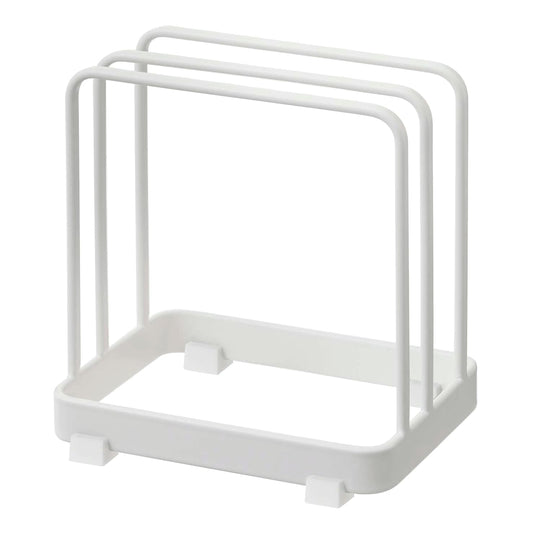 YAMAZAKI Home Plate Cutting Board Stand - Kitchen Storage Rack Holder Organizer - Steel
