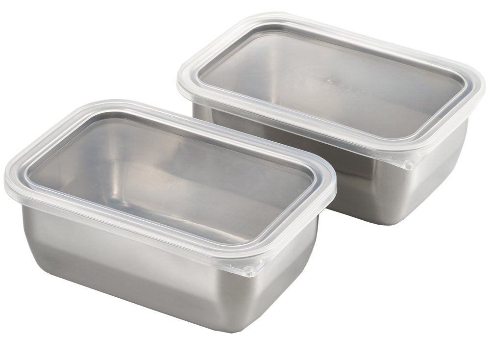 ヨシカワ(Yoshikawa) Gogi YJ2612 Stainless Steel Storage Containers, Set of 2