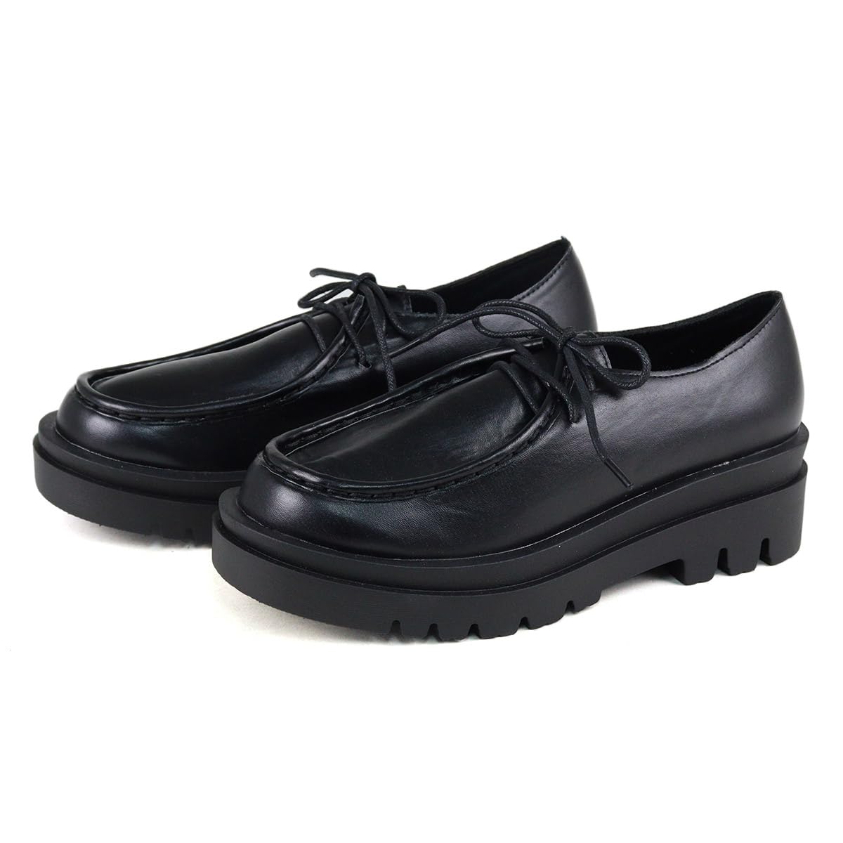 Liberty Doll 3050 Tyrolean Lace-up Shoes, 2.2 inches (5.5 cm), Thick Sole, Moccasin, Unisex, Black, 23.5 cm