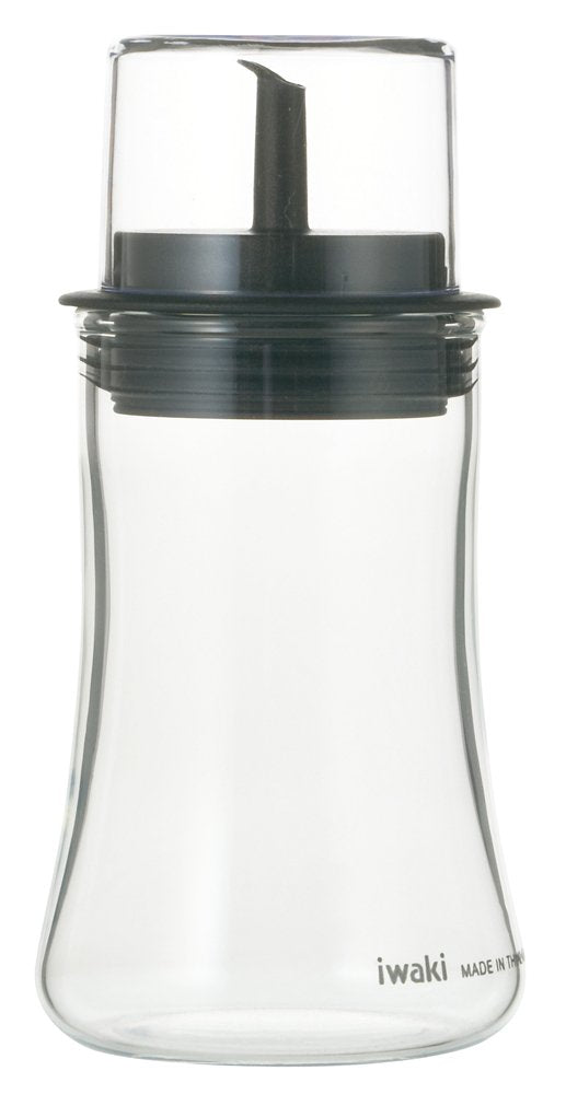 iwaki KT5031-BK AGC Techno Glass Heat-Resistant Glass Drip Resistant Sauce Jug for Soy Sauce, 4.2 fl oz (120 ml), Leak Resistant, Condiment Container with Lid