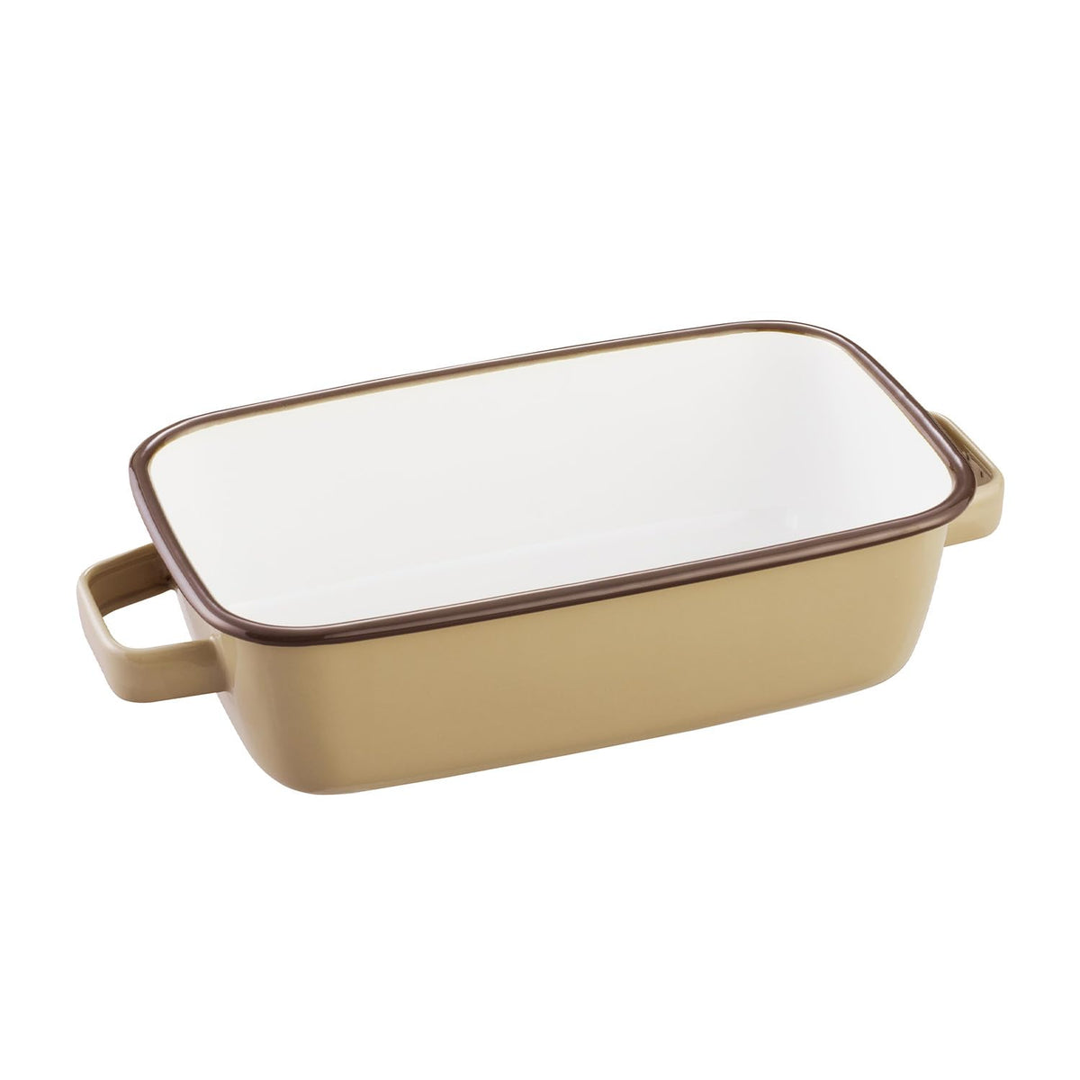 365methods Fuji Enameled Oven Dish Beige x Brown Rectangle 1.0L YY-HB.BE