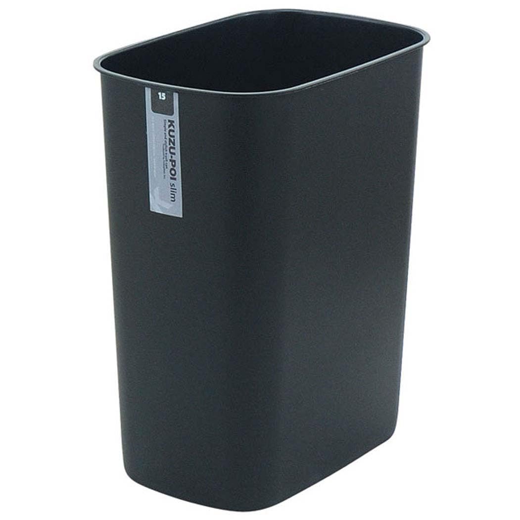 Fudogiken F2478 Slim Trash Can 15, Black, Width 8.0 x Depth 11.8 x Height 14.2 inches (20.3 x 29.9 x 36.1 cm), Made in Japan