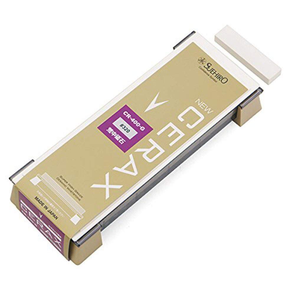 Suehiro whetstone NEW CERAX CR-400-G: Large size sharpening stone #320, Soaking stone: 8.11 x 2.87 x 0.9 "