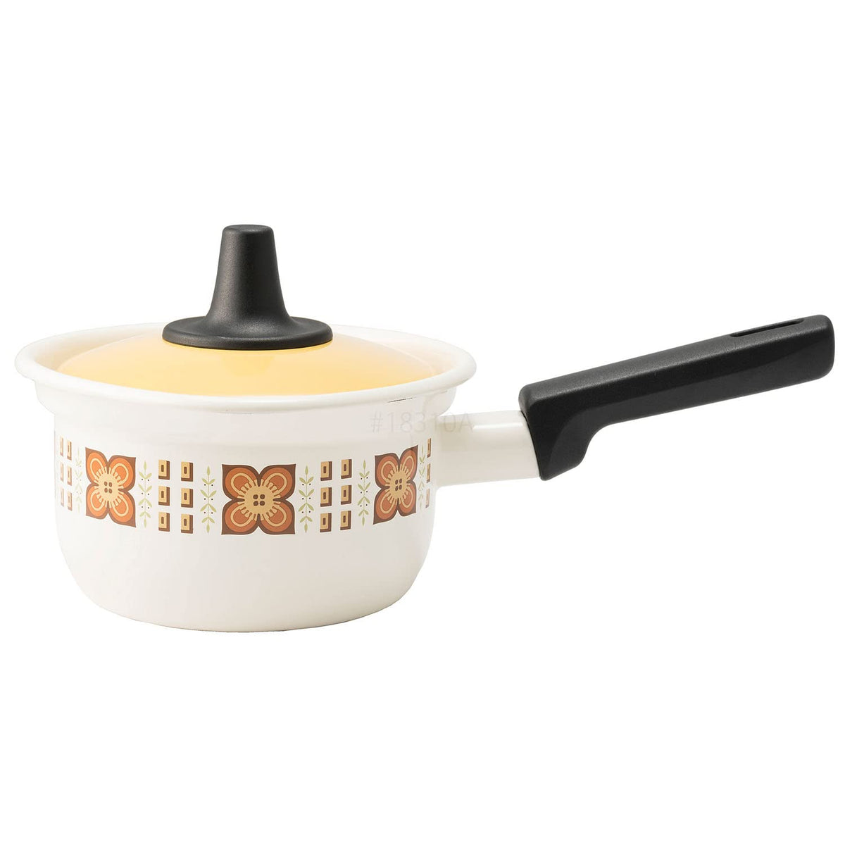Fuji Enamel 70s Reprint Pattern, Showa Retro, Enamel, One-Handed Pot, Milk Pan, 5.5 inches (14 cm), Induction Compatible, Memories, Gold Nuts