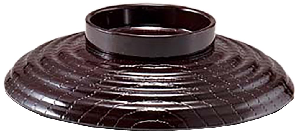Fukui Craft Miso Soup Bowl, Heat Resistant, Made in Japan, Dishwasher Safe, For Stacked Wood Grain Soup Bowl, Lid, Shintouchi Black, 3.9 inches (10.0 cm)