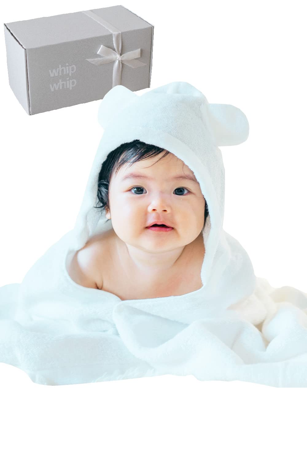 whipwhip Baby Shower Gift Imabari Towel Baby Bathrobe & Message Card & Shop Bag for Boys Girls