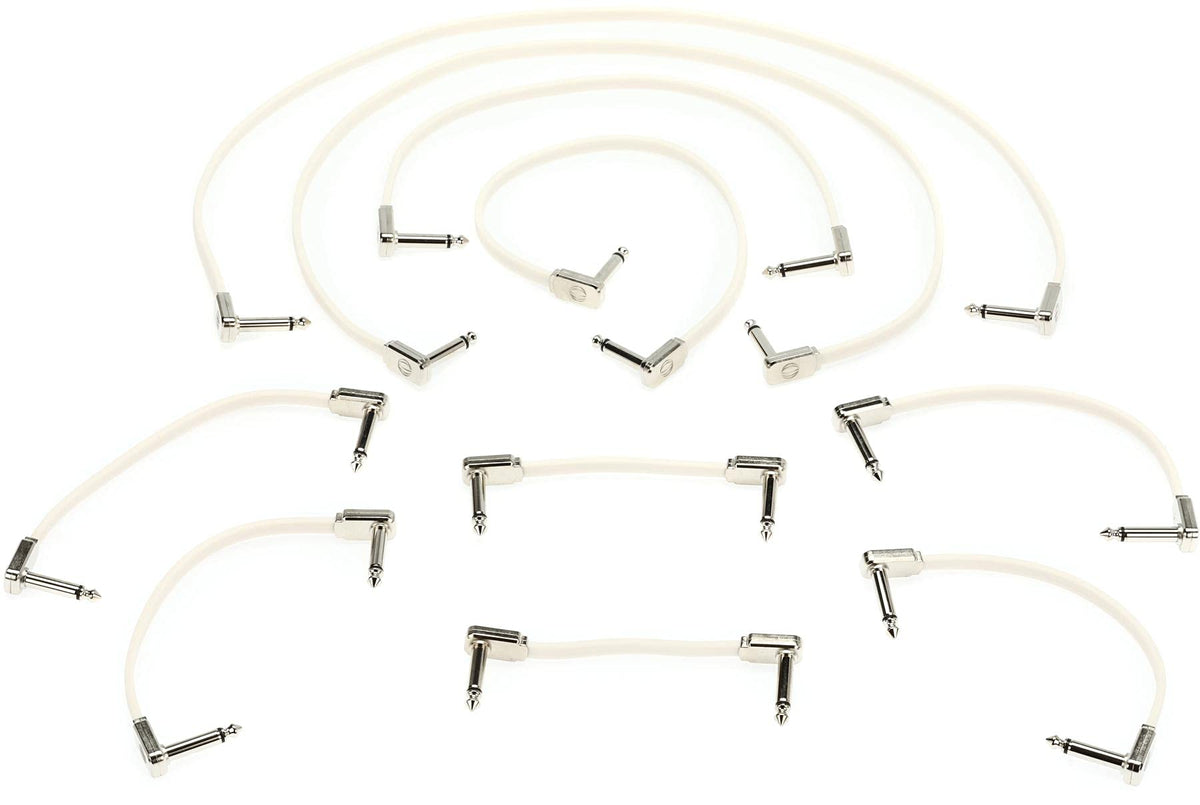 Ernie Ball Flat Ribbon Patch Cable Pedalboard Multi-Pack, White (P06387)