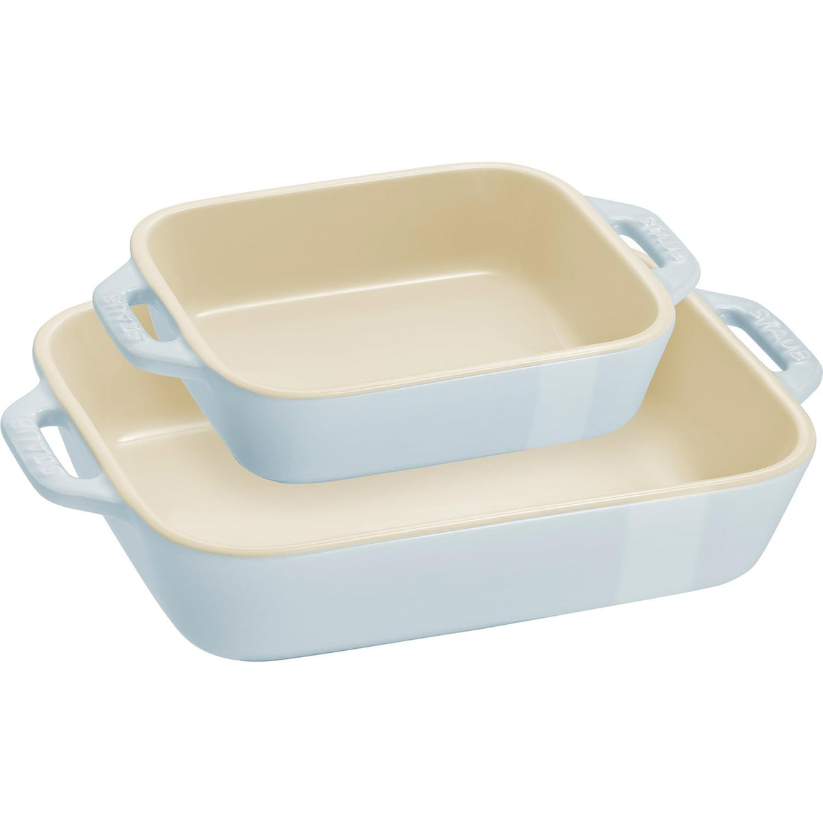 Staub Dish Z1029-461 Rectangular Dish, 5.5 x 4.3 inches (14 x 11 cm), 7.9 x 6.3 inches (20 x 16 cm), Macaron Blue, Ceramic Set, Gratin Dish, Oven, Microwave Safe