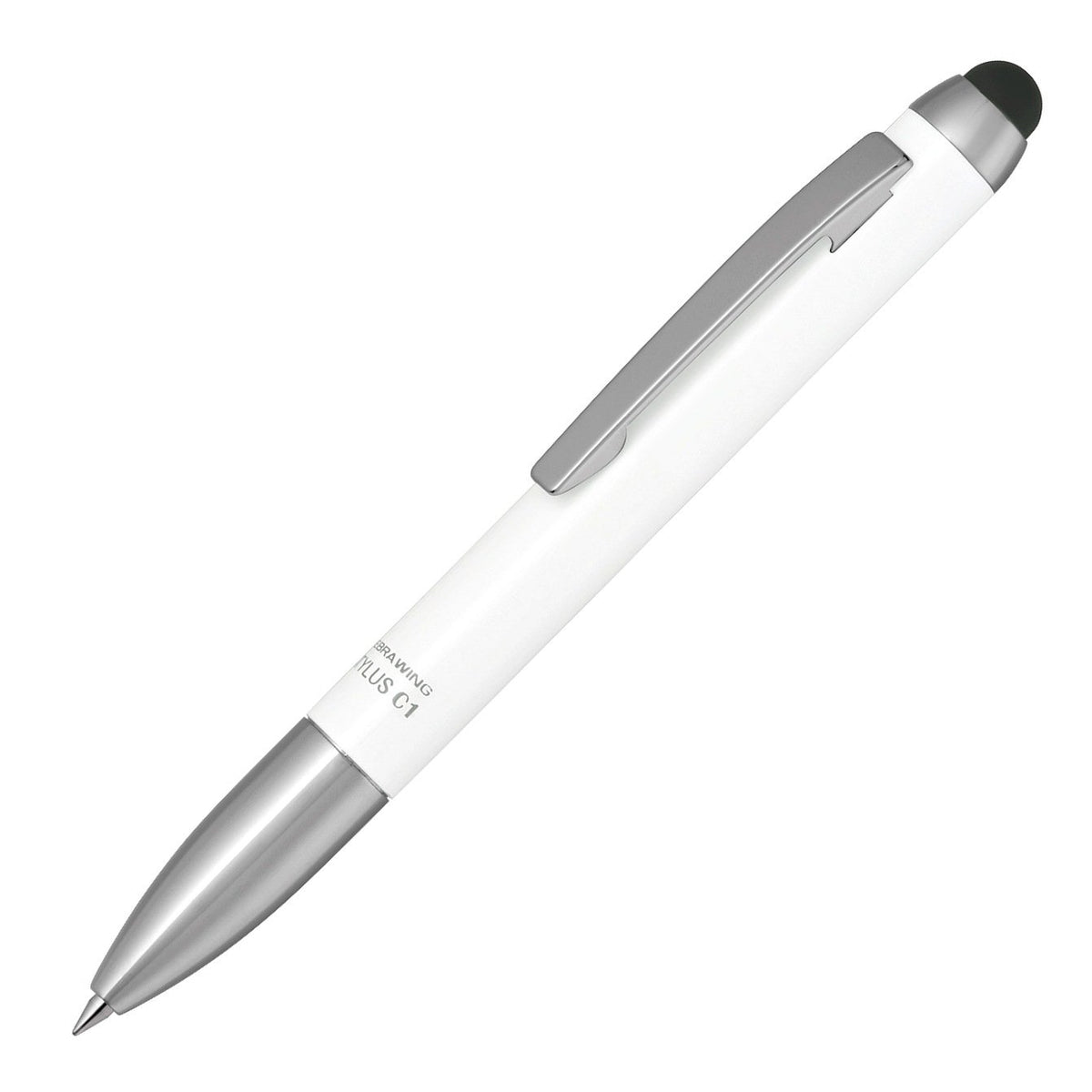 Zebra P-ATC1-W Stylus C1 Oil-Based Ballpoint Pen with Stylus Pen, 0.7 mm, White