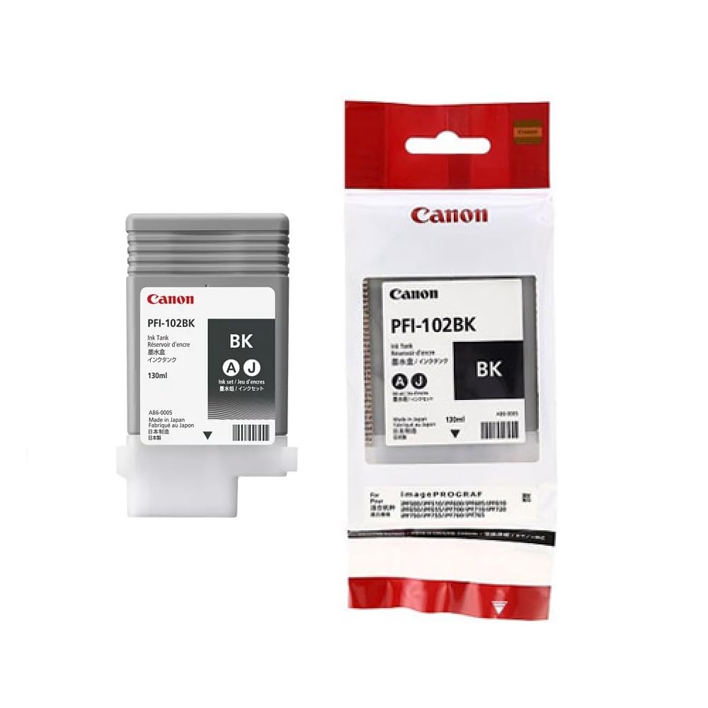 Canon PFI-102BK 0895B001 IPF500 IPF510 IPF600 IPF605 IPF650 IPF700 IPF765 Ink Cartridge (Black) in Retail Packaging