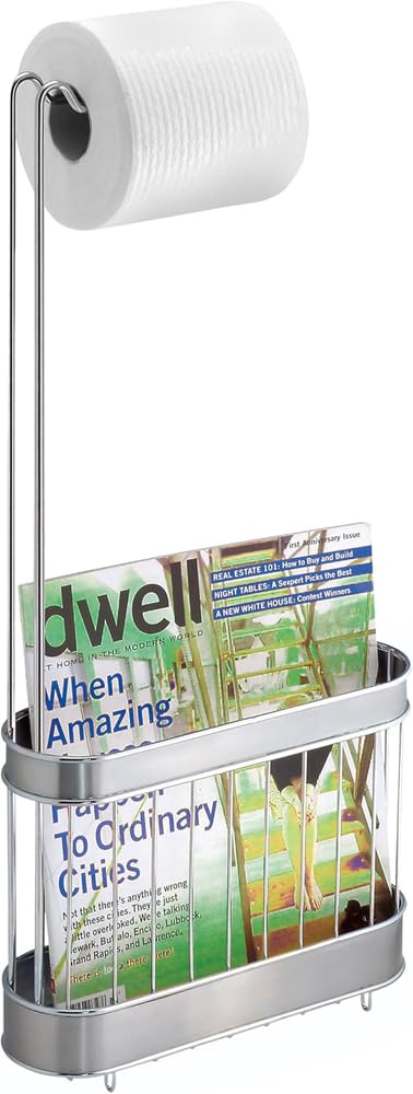 InterDesign Bruschia Magazine/Toilet Tissue Stand, Brushed Stainless Steel