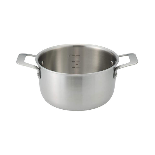 MUJI 82219944 Stainless Aluminum All-Over Three Layer Steel Double Handed Pot, Approx. 1.2 gal (3.0 L) / Width 12.4 x Height 4.3 inches (31.5 cm) x Height 4.3 inches (11 cm), Silver
