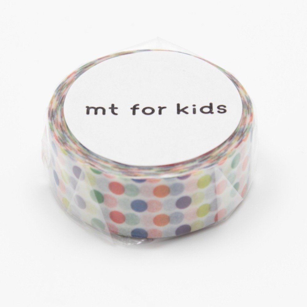 MT Tape Japanese Washi Masking Tape, Kids Mini Roll Dots Rainbow (MT01KID002), Pink, White