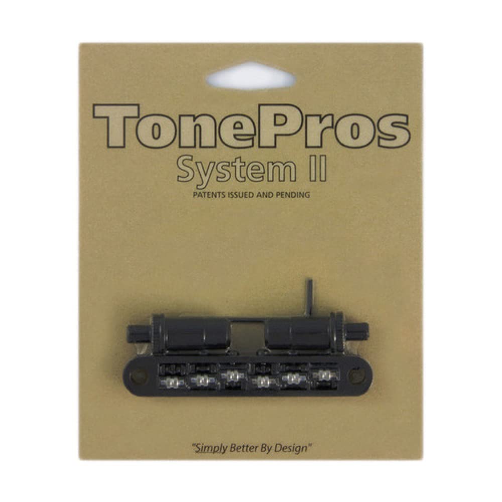 TonePros Metric Tune-O-Matic Bridge With Large Posts And Roller Saddles Black