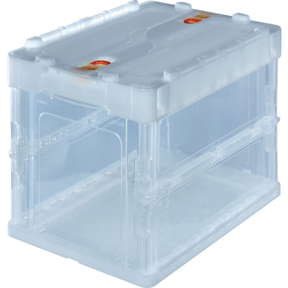 TRUSCO TR-C20B-TM Thin Folding Container, 6.3 gal (20 L) Locking Lid, Transparent, Storage Case