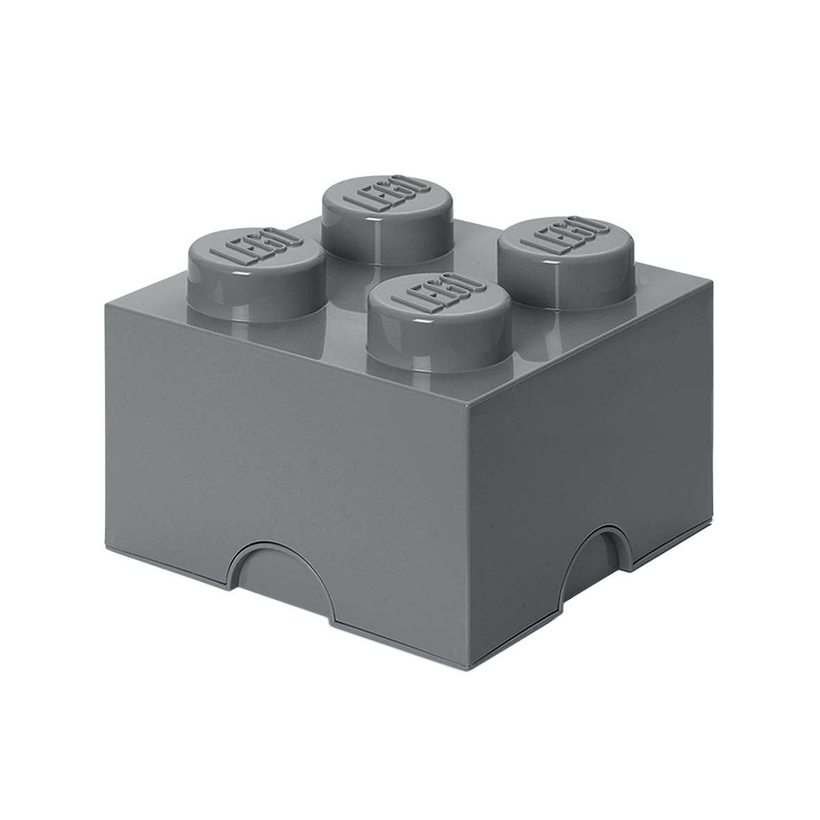 LEGO Storage Brick 4 - studs Dark Grey - Stackable Plastic Storage Box with Lid for Kids and Adults Ideal Desk Organizer and Toy Box - 5.6L Capacity