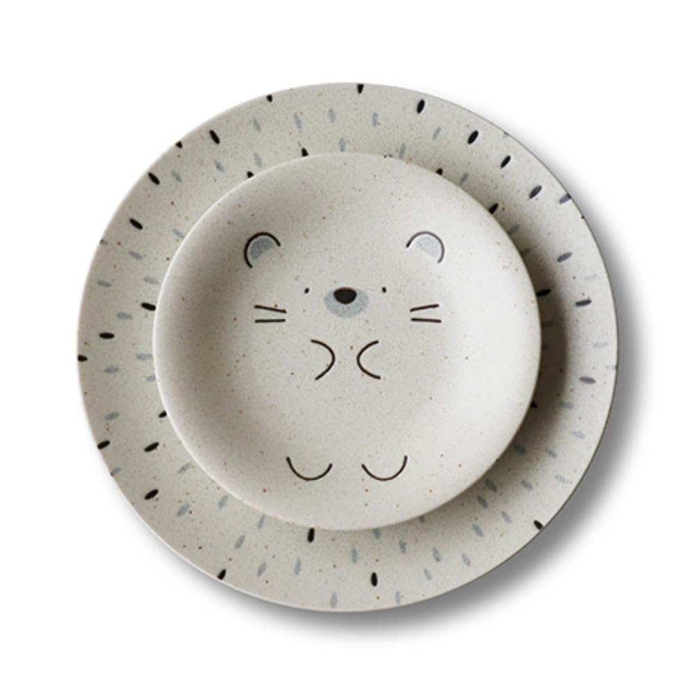 Awasaka 7-2099 Mogu Lunch Hedgehog Plate Pair