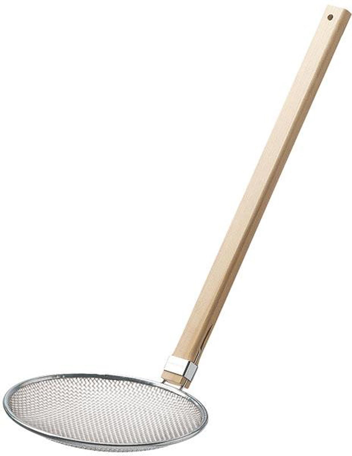 Three Snow Shin-Etsu Works 10140 Three Snow Noodles with Wooden Handle, Thick Net, 9.4 inches (24 cm), Commercial Ramen, Hot Draining, Tsubamesanjo, Made in Japan