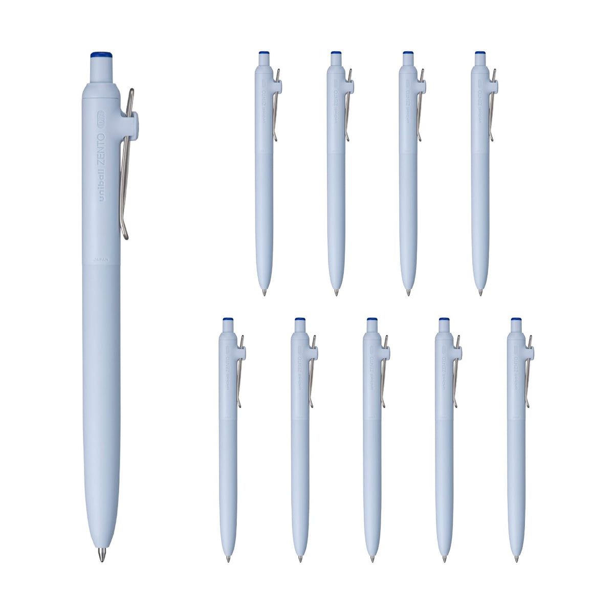三菱鉛筆 uniball ZENTO Basic Model Rollerball Pen, Medium 0.7mm, Water-Based Blue Ink, Ultra-Smooth with Reduced Friction, Pack of 10 (UBNZS07.33)