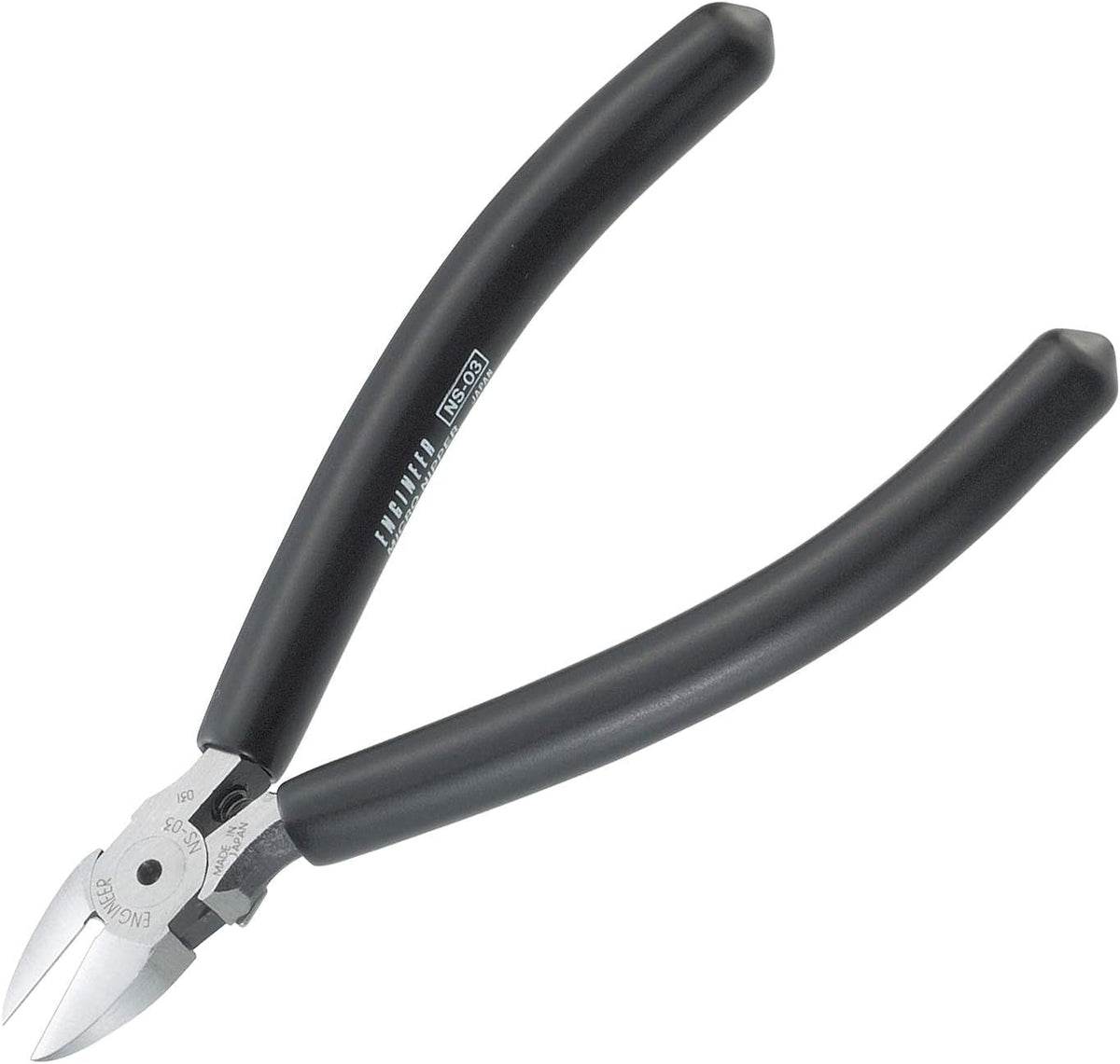 ENGINEER NS-03 Micro Nippers 5" Precision Flush Cutters Made in Japan for Circuit Board Work, Wire Cutting, Opening Angle Adjuster
