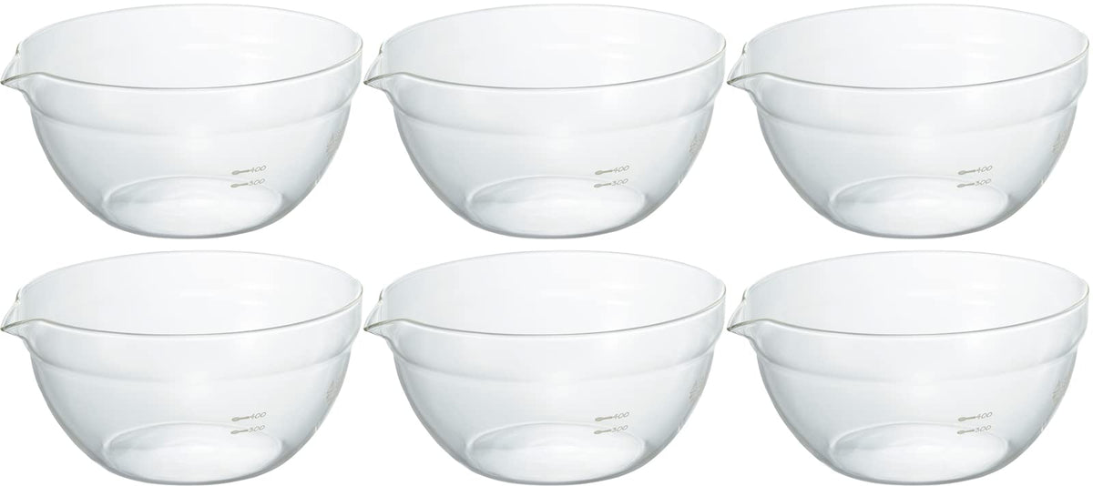 HARIO KB-80-BK Single Mouth Bowl, Made in Japan, Heat Resistant Glass, 28.5 fl oz (800 ml), Set of 6, Clear