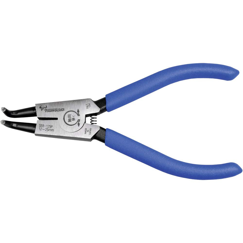 Tsunoda SEB-125P Snap Ring Pliers (Bent) 5-Inch, External Ring 1/2 to 1"