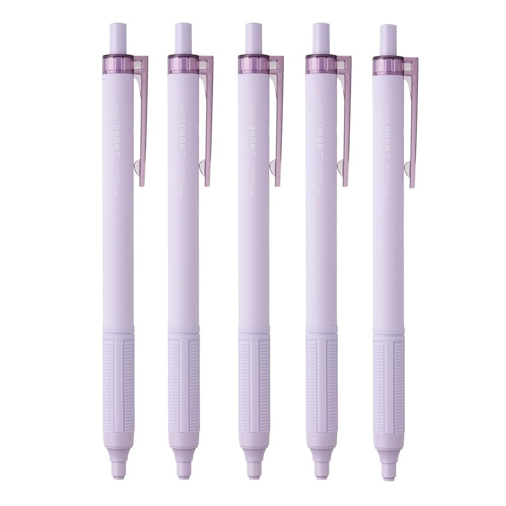 Tombow Permanent Ballpoint Pens, Monograph Light, 0.5mm, Black Ink, Smoky Purple Axis, Pack of 5, BC-MGLE95-5P