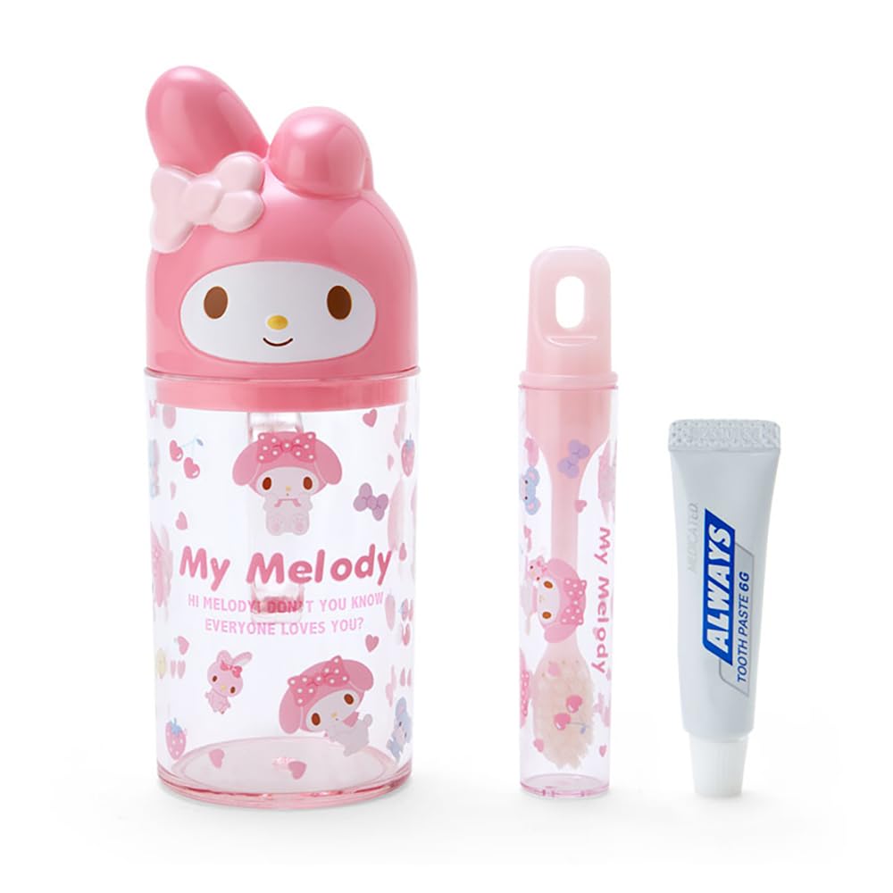 Sanrio My Melody Toothbrush & Cup Set, Toothbrush Set, My Melody, 4.7 x 2.8 x 2.8 inches (12 x 7 x 5 cm), Character SANRIO 983845