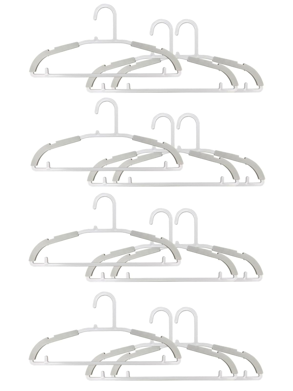 OHE Laundry Hanger Height 7.1 x Width 1.5 x Thickness 0.3 inches (18 x 38 x 8 mm), White, Anti-Pinch Hanger, Smooth Curve, Non-Marking Shoulder Pat, Adjustable Size, Slim Storage, Set of 3