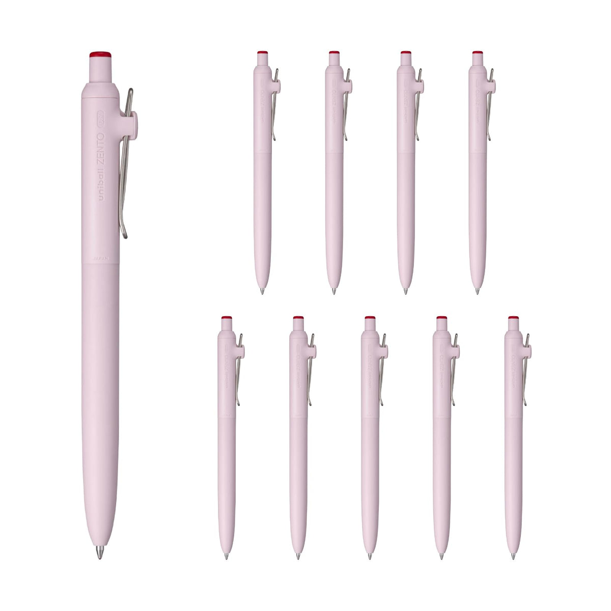 三菱鉛筆 uniball ZENTO Basic Model Rollerball Pen, Medium 0.7mm, Water-Based Red Ink, Ultra-Smooth with Reduced Friction, Pack of 10 (UBNZS07.15)