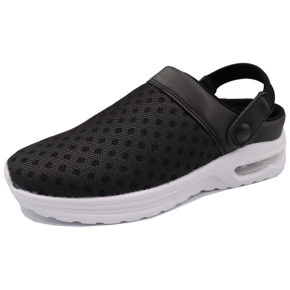 Bracciano(ブラッチャーノ) Men's Slide Lightweight air Cushioned Sandal, BLK/WHT, 8.5
