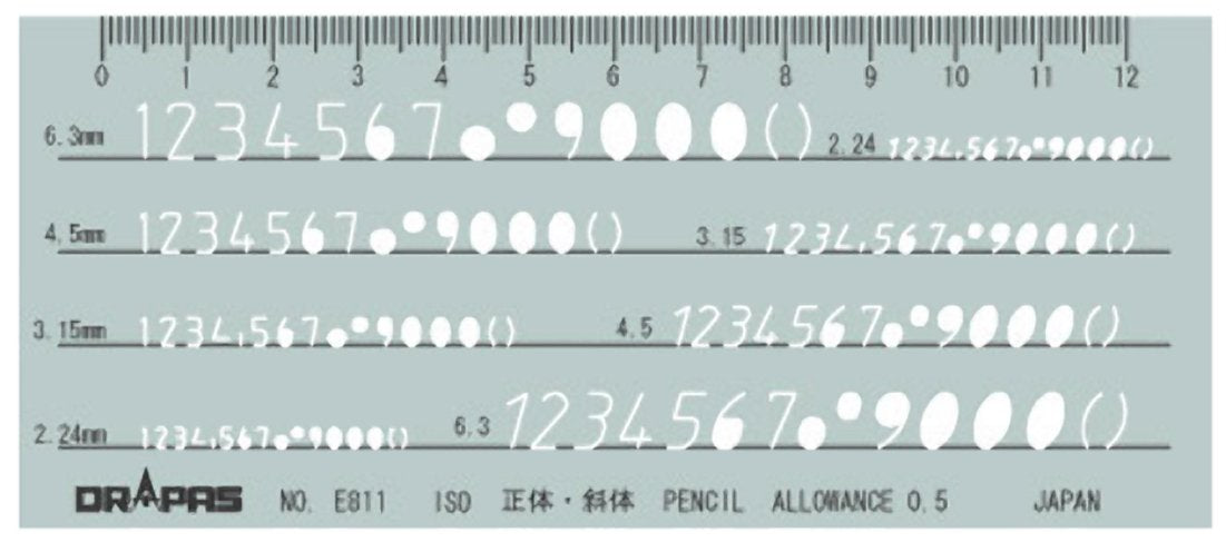 Drapas 31811 Template E811 Numeric Ruler ISO True Body Italic