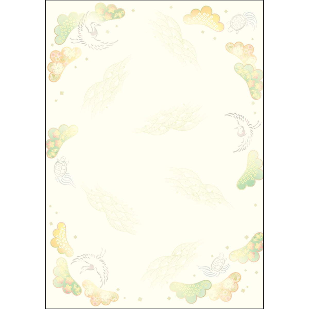 Sasagawa 4-1048 Inkjet Paper, Japanese Pattern Paper, Japanese Gokoro Set, A4, OA Compatible, Celebration Matsu, 50 Sheets