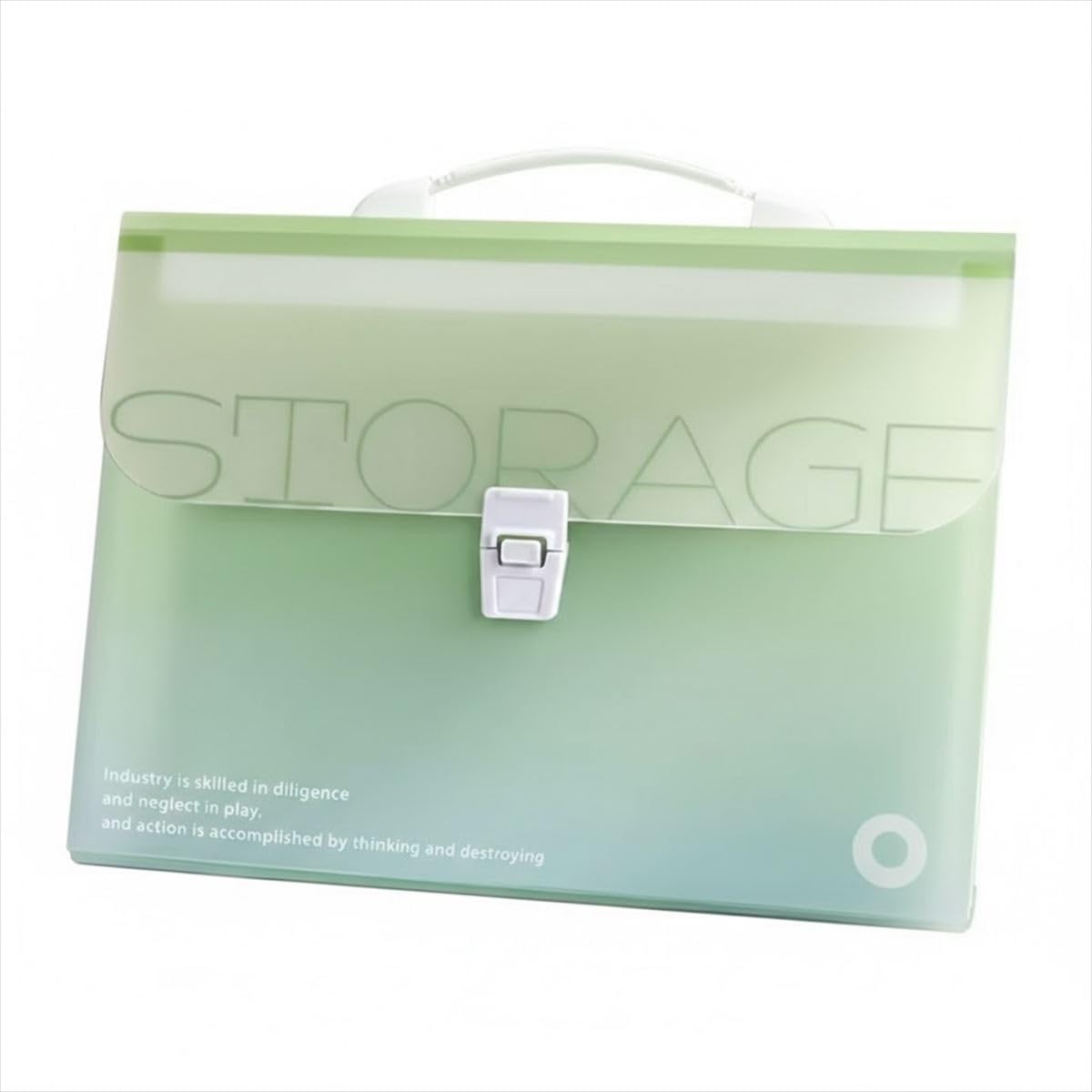 Green Document File, 13 Pockets, A4 Document Case, Large Capacity, Holds Approximately 2,000 Pages, Gradient Color, Buttons, Sorting File, Index Sticker Included