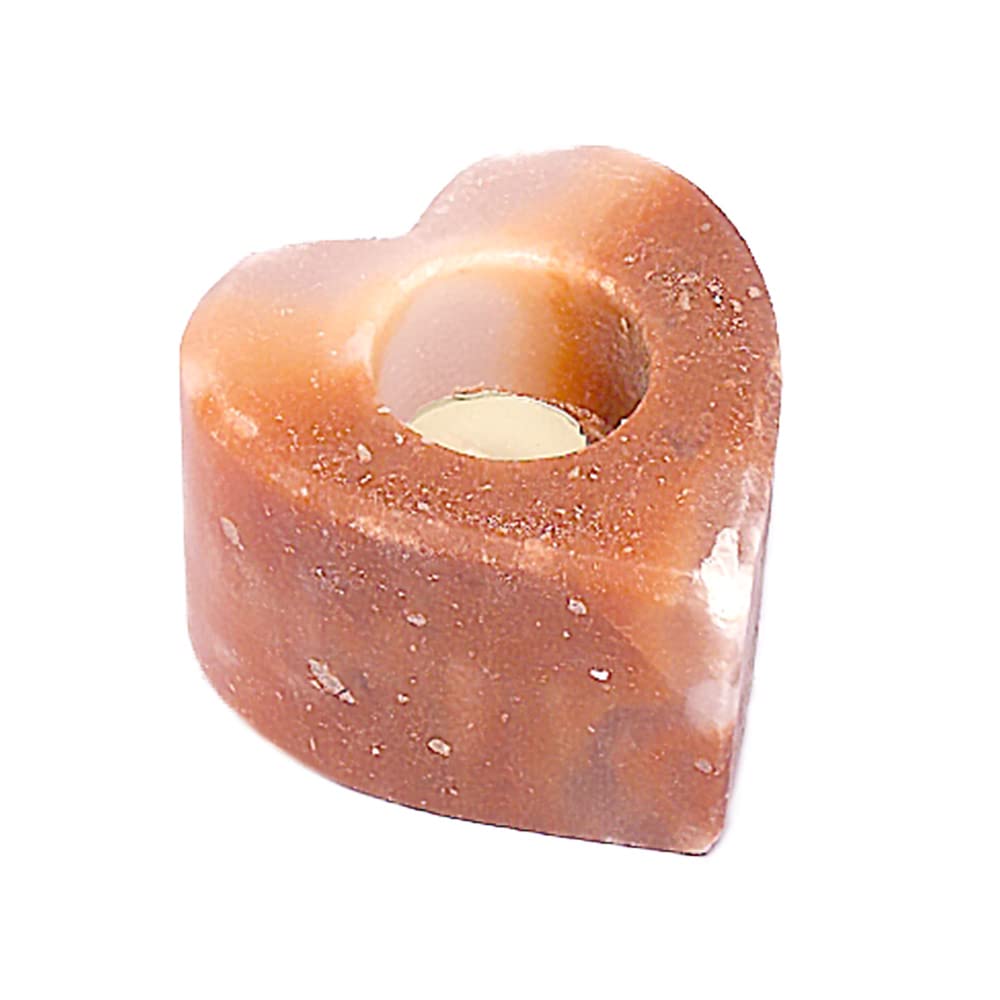 Umeken Honpo Rock Salt Holder, Himalayan Rock Salt, Heart Shape, Candle Holder, Pink Salt, Candle Stand, for Tealights, Lantern, 1 Candle, Interior