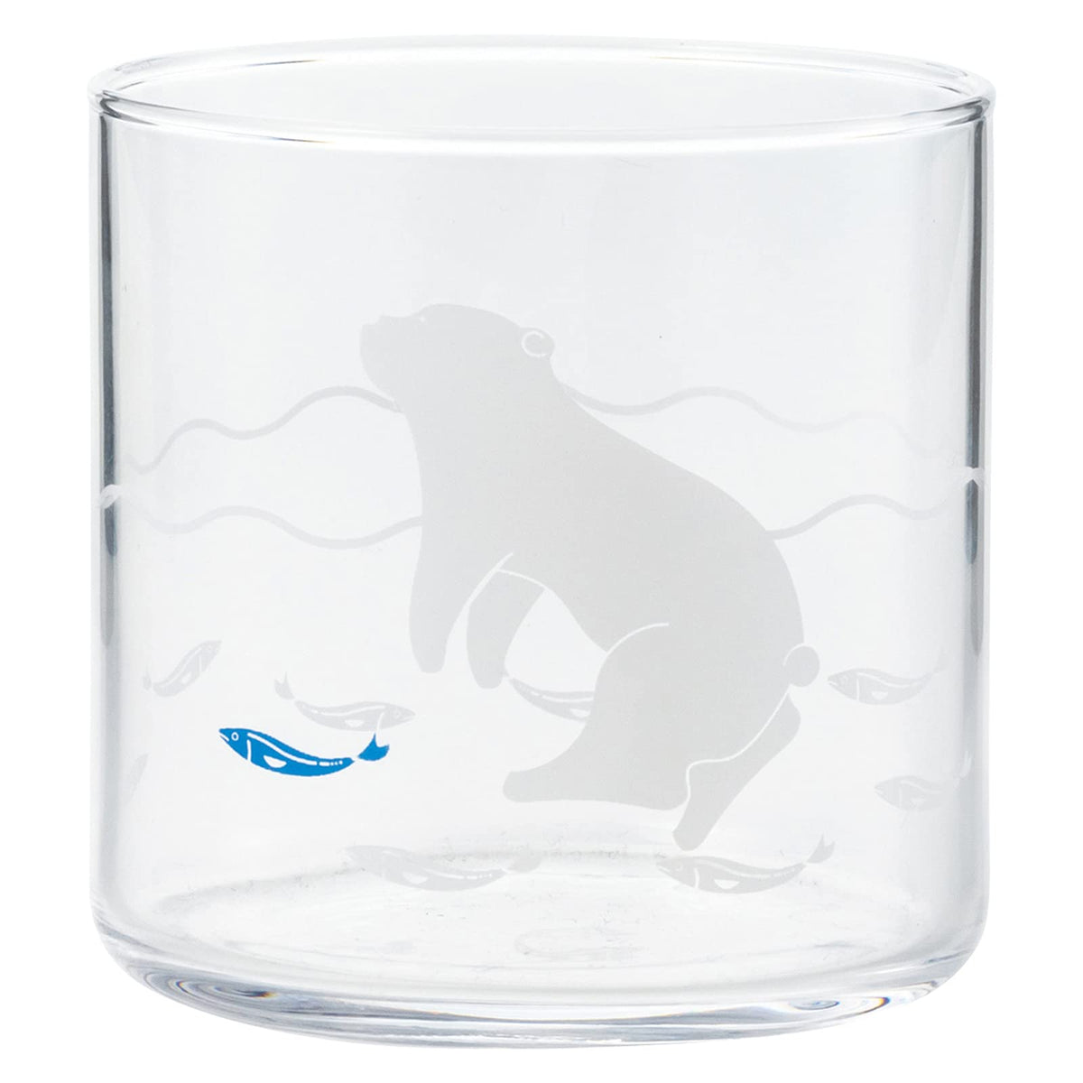 SAN3642-1 Cute Tableware, Polar Bear Swimming, Glass Soba Choko, Glass, Approx. 10.1 fl oz (300 ml)
