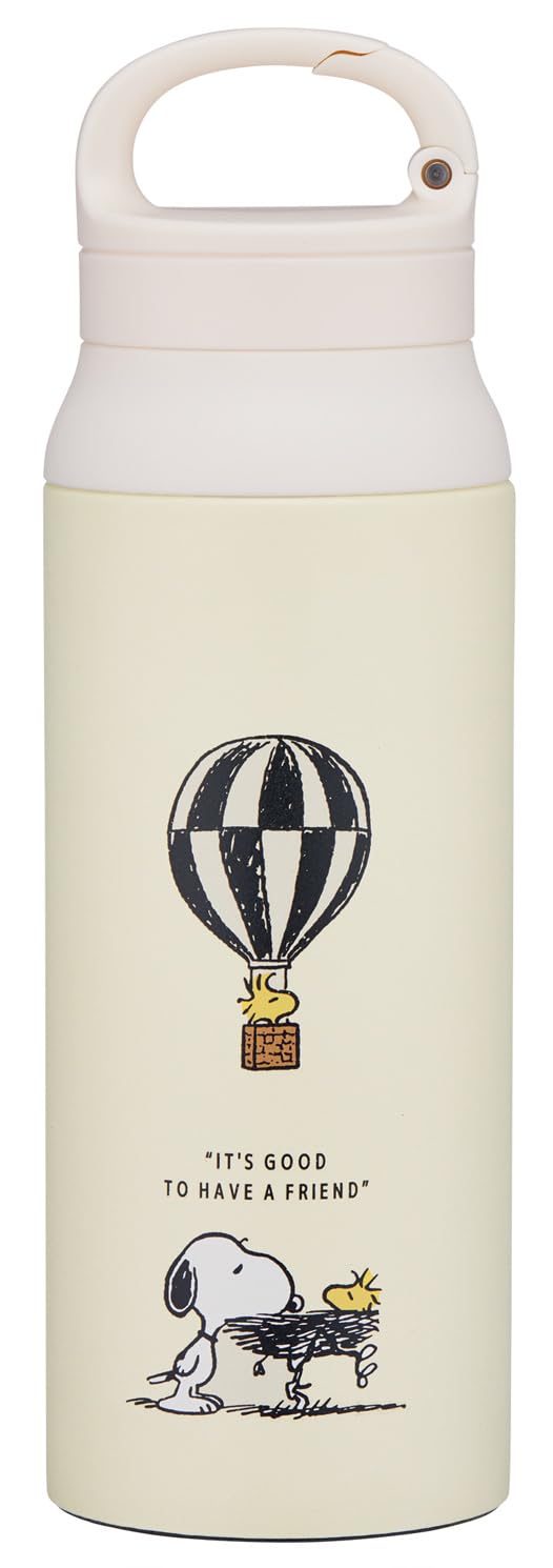 Skater STBC6-A Carabiner Handle, Stainless Steel Bottle, Thermal, Cold Retention, 20.3 fl oz (600 ml), Vacuum Double Layer, Snoopy Badge