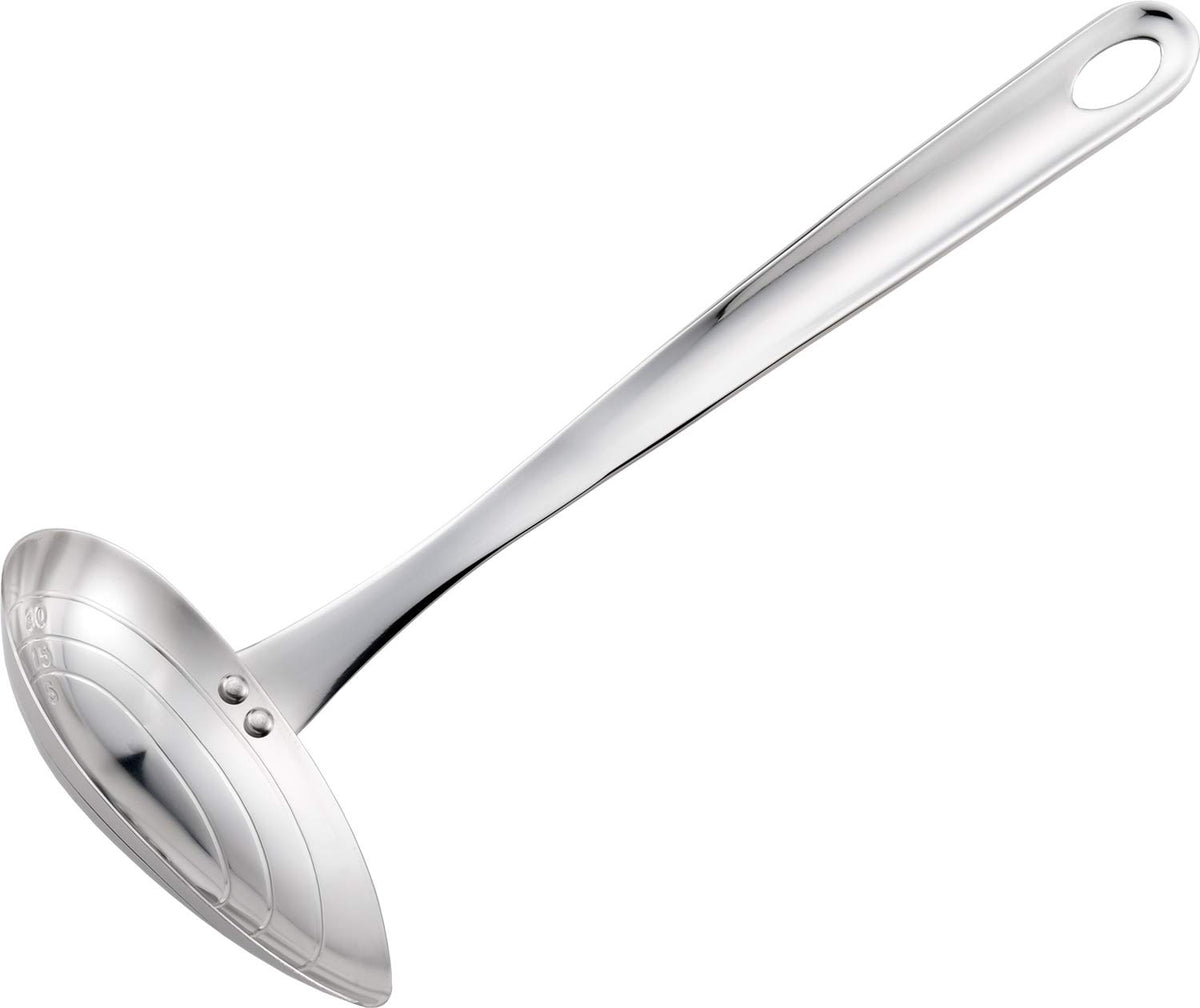 Yoshikawa YJ2775 Cooking Iroha Ladle, Graduated Horizontal Mouth, Silver, 2.4 fl oz (70 ml)