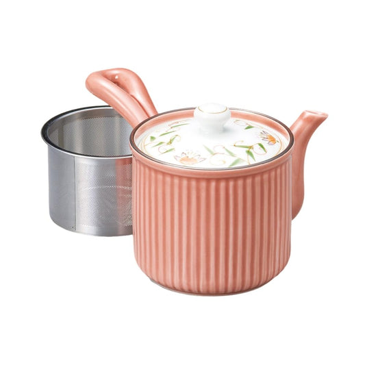 Ale-net Teapot Pot (Stainless Steel with Tea Strainer) 3.5 x 3.7 inches (9 x 9.5 cm), 11.8 fl oz (350 cc), Arita Ware, Hualien SS Lightweight Teapot, Red, Small, Porcelain, Made in Japan, Fashionable