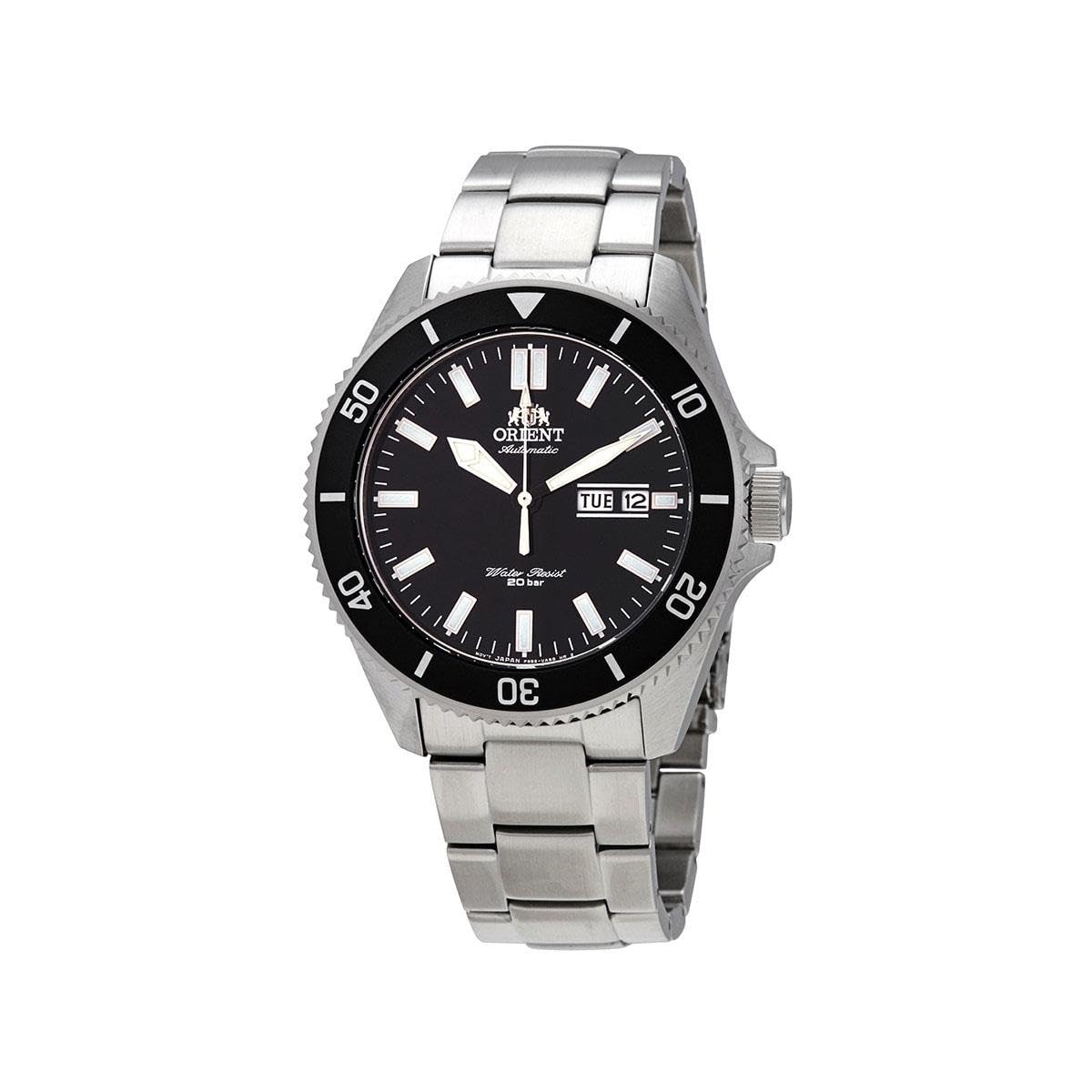 Orient Kano/Big Mako Men's Automatic Manual Winding Mechanical Sports Steel Silicone Wrist Watch - Underwater, Black, Sporty