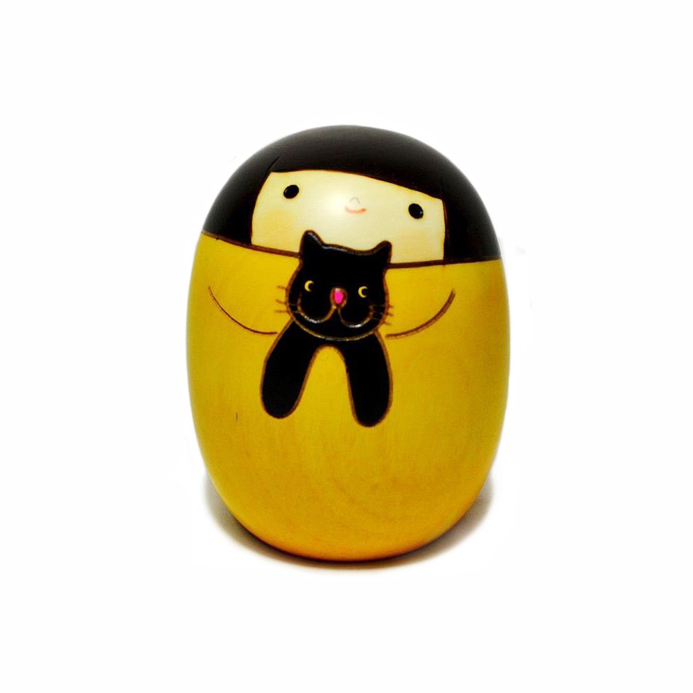 Usaburo Sosaku Kokeshi Doll Neko No Kuro Made in Japan
