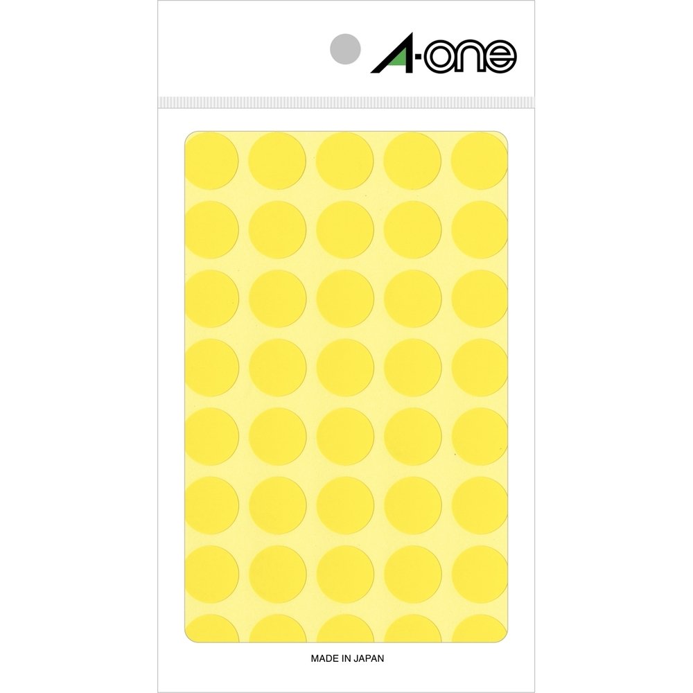 -One (A-one) color yellow label Round 15mm 14 sheet (560 pieces) 07024 (japan import)