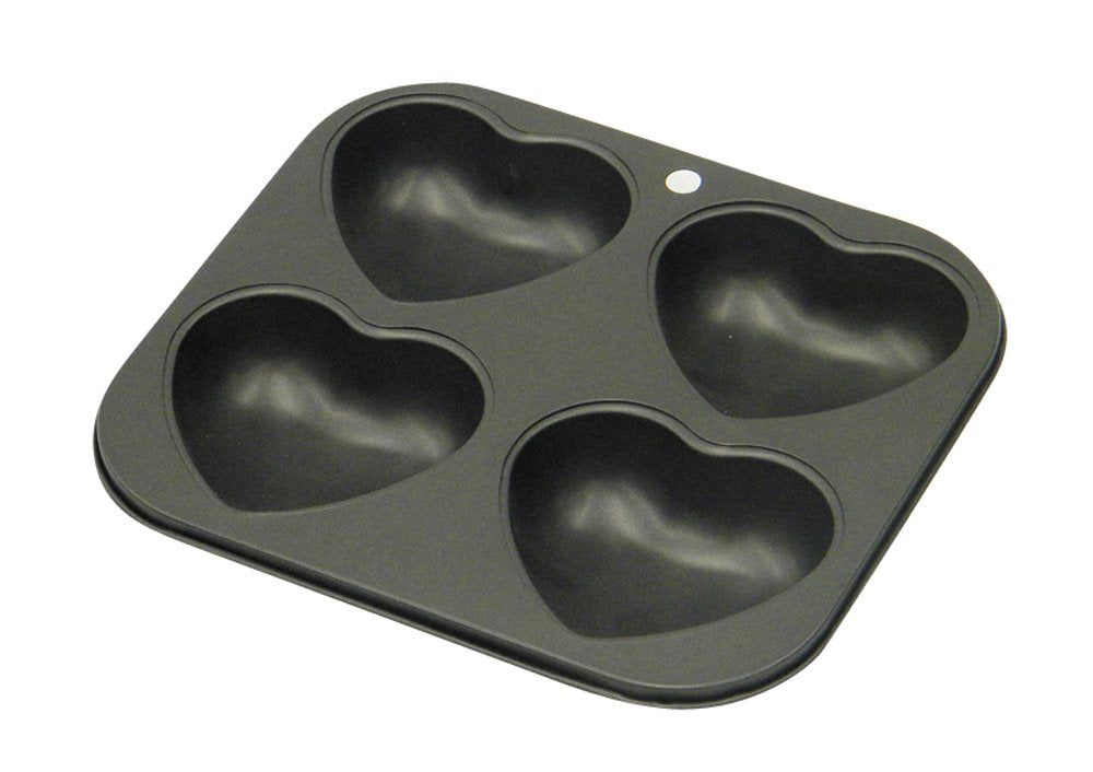 Pearl Metal D-195 Rubbing High Clean Coat Heart Cake Baking Mold, 4 Pieces