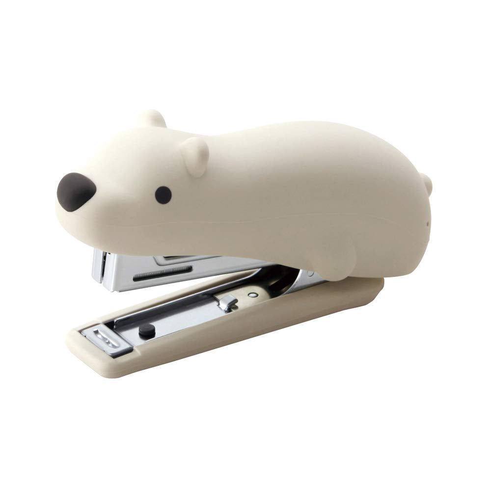Animal Stapler (Polar Bear), Silicone Soft-Grip, Made in Japan, Great Stationery Gift!
