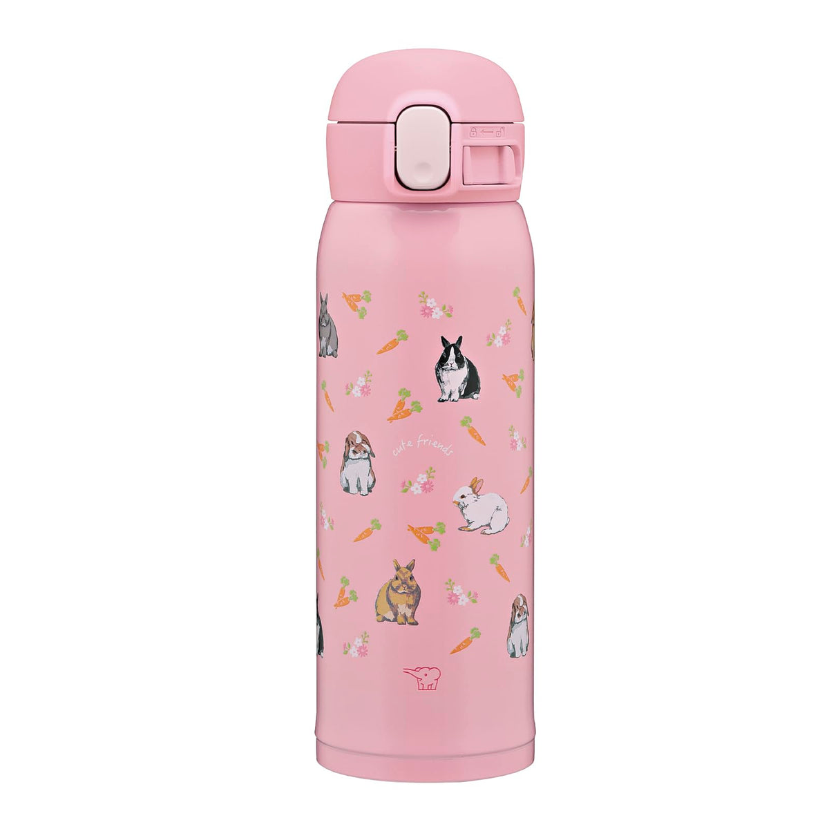 Zojirushi Mahobin SM-WH48-PZ Children's Water Bottle, 16.9 fl oz (480 ml), One-touch Mug, Easy Care, Hot and Cold Insulation, Rabbit Pink