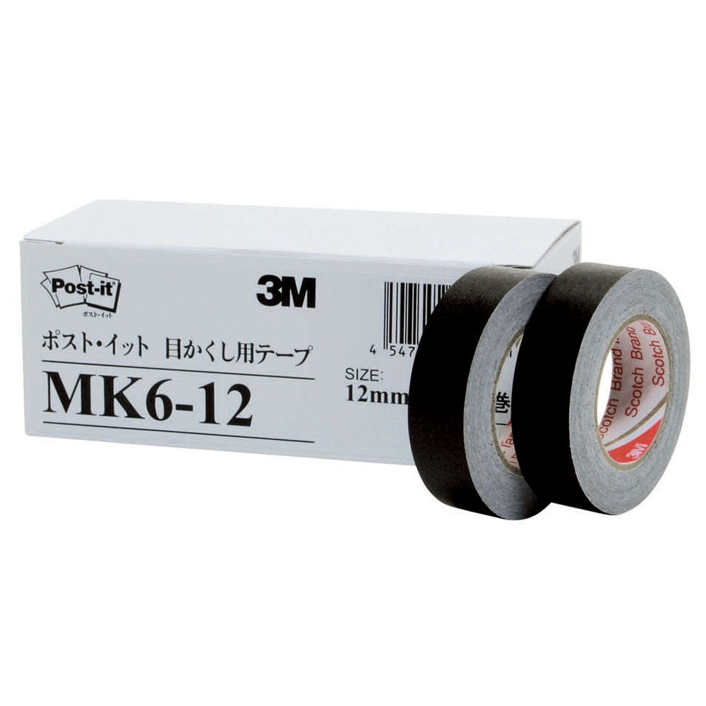 スリーエム(3M) Post-it MK6-12 Blind Tape, Black, 0.5 inches (12 mm) x 32.8 ft (10 m) x 6 Rolls